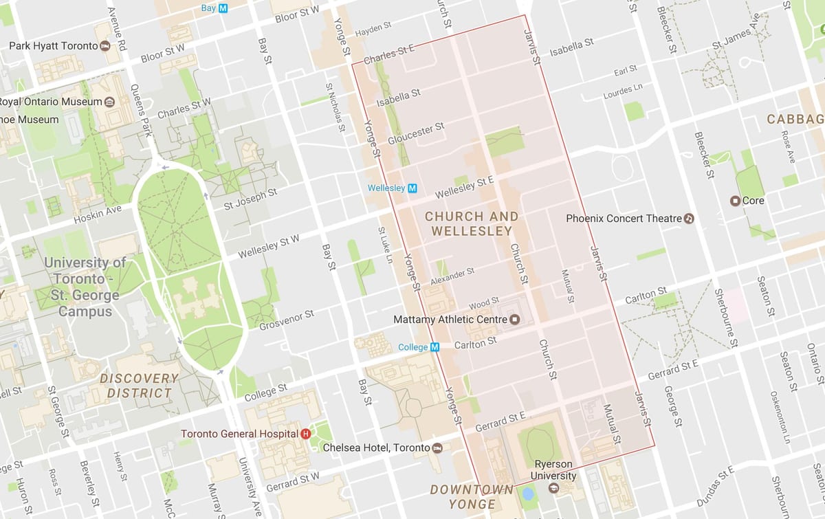 नक्शे के चर्च और Wellesley पड़ोस टोरंटो