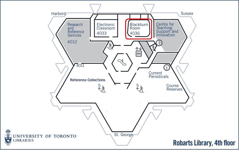 नक्शे के टोरंटो विश्वविद्यालय के Robarts पुस्तकालय ब्लैकबर्न कमरे