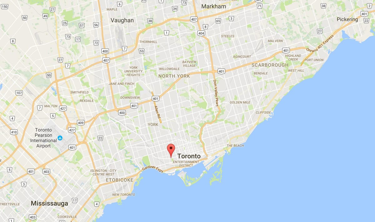 नक्शे के ट्रिनिटी–Bellwoods जिला टोरंटो