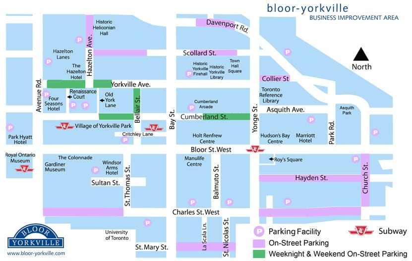 नक्शे के ब्लर Yorkville पार्किंग