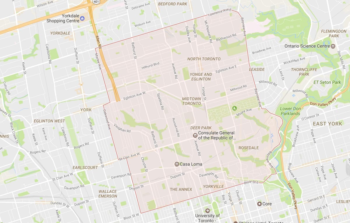 नक्शा मिडटाउन के पड़ोस टोरंटो