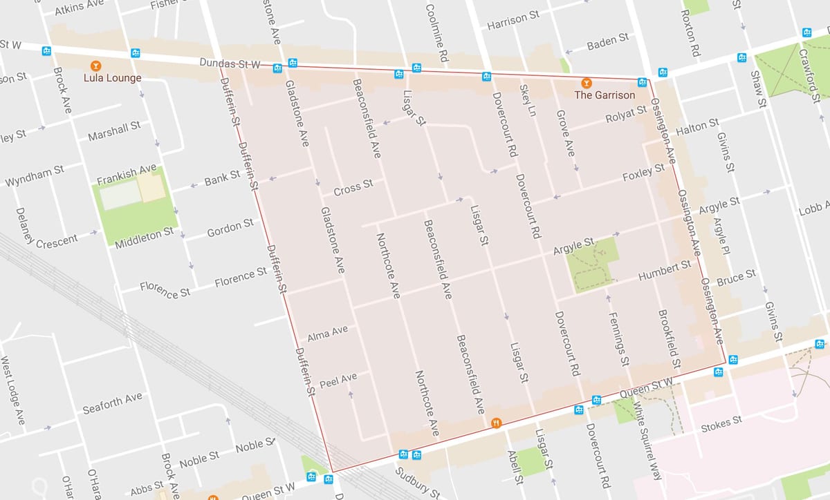नक्शे के Beaconsfield गांव पड़ोस टोरंटो