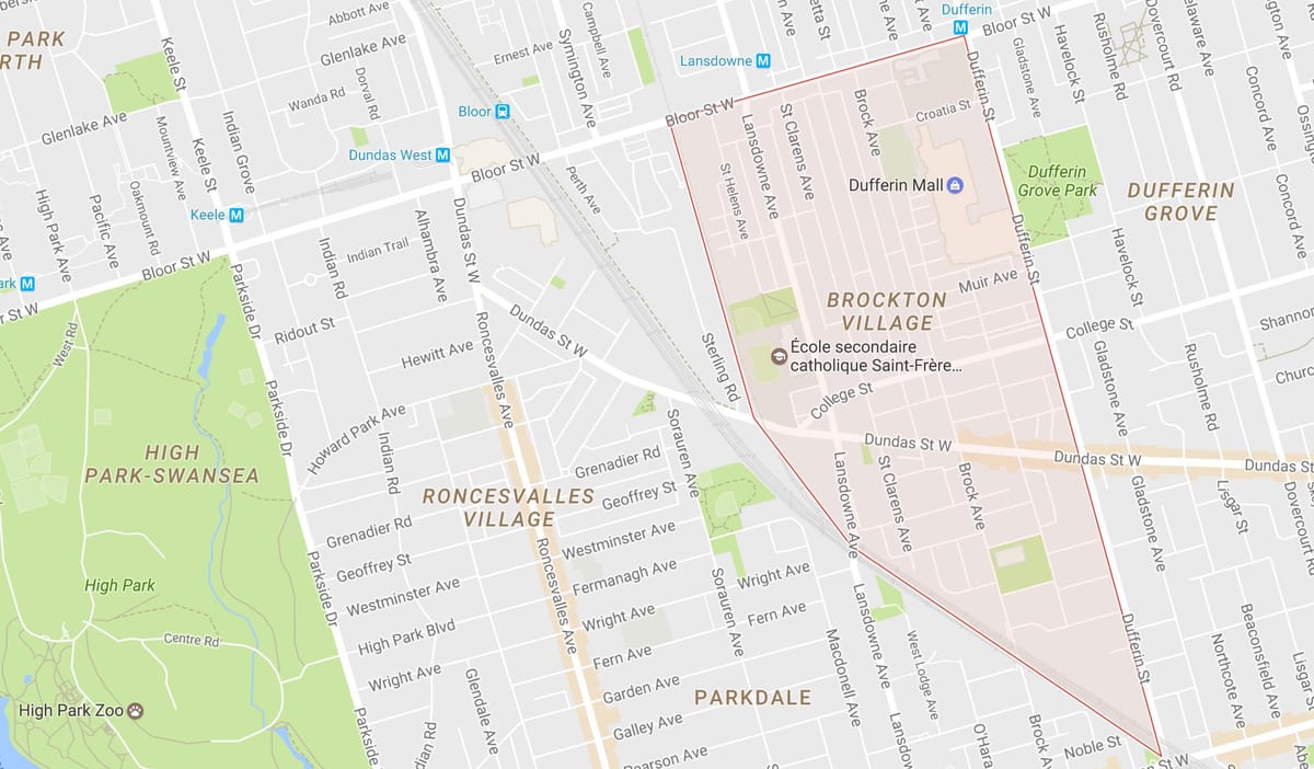 नक्शे के Brockton Village पड़ोस टोरंटो