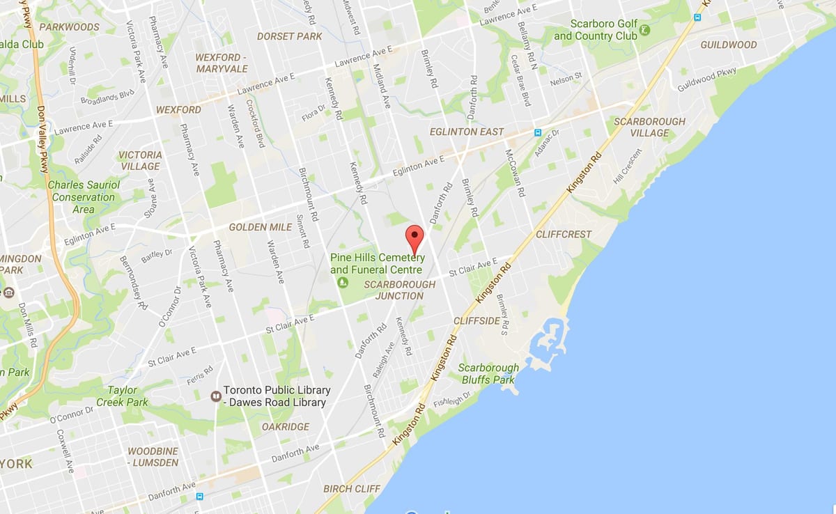 नक्शे के Danforth सड़क टोरंटो