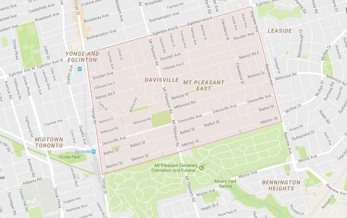 नक्शे के Davisville Village पड़ोस टोरंटो