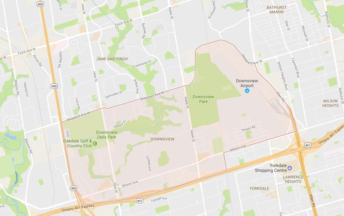 नक्शे के Downsview पड़ोस टोरंटो