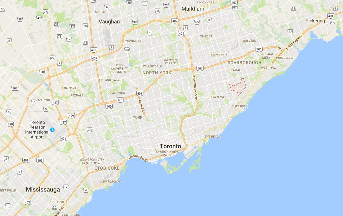नक्शे के Eglinton पूर्व जिला टोरंटो