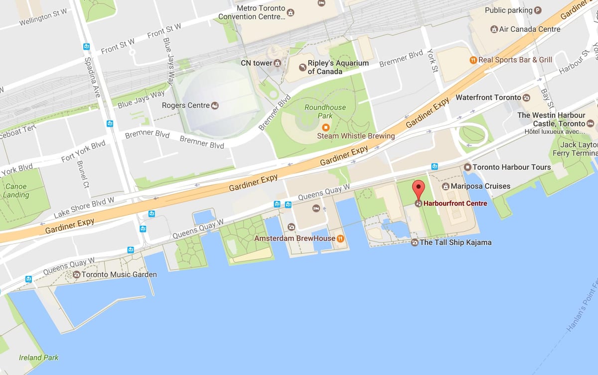 नक्शे के Harbourfront पड़ोस टोरंटो