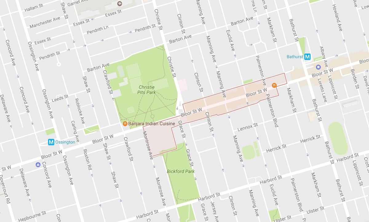 नक्शे के Koreatown पड़ोस टोरंटो