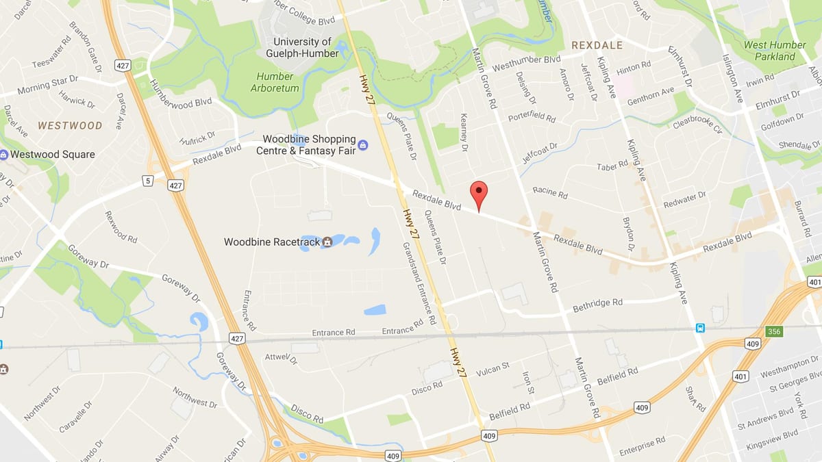 नक्शे के Rexdale boulevard टोरंटो