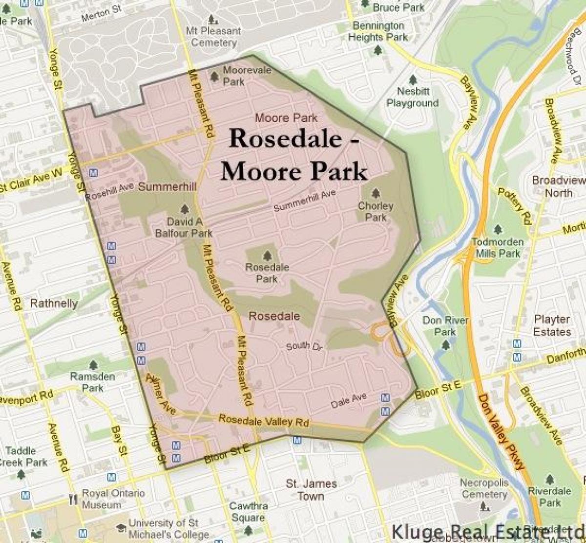 नक्शे के Rosedale मूर पार्क टोरंटो