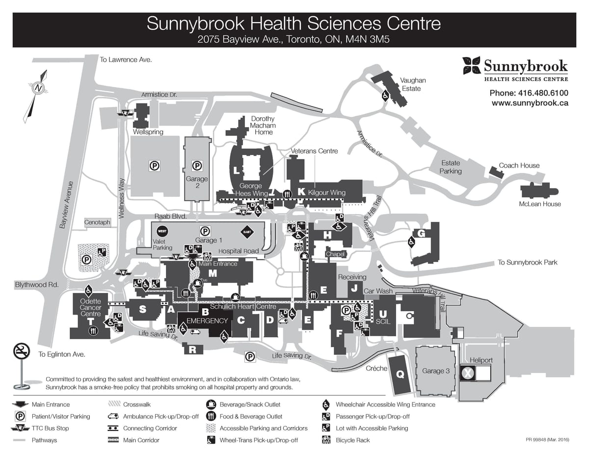 नक्शे की Sunnybrook स्वास्थ्य विज्ञान केंद्र - SHSC