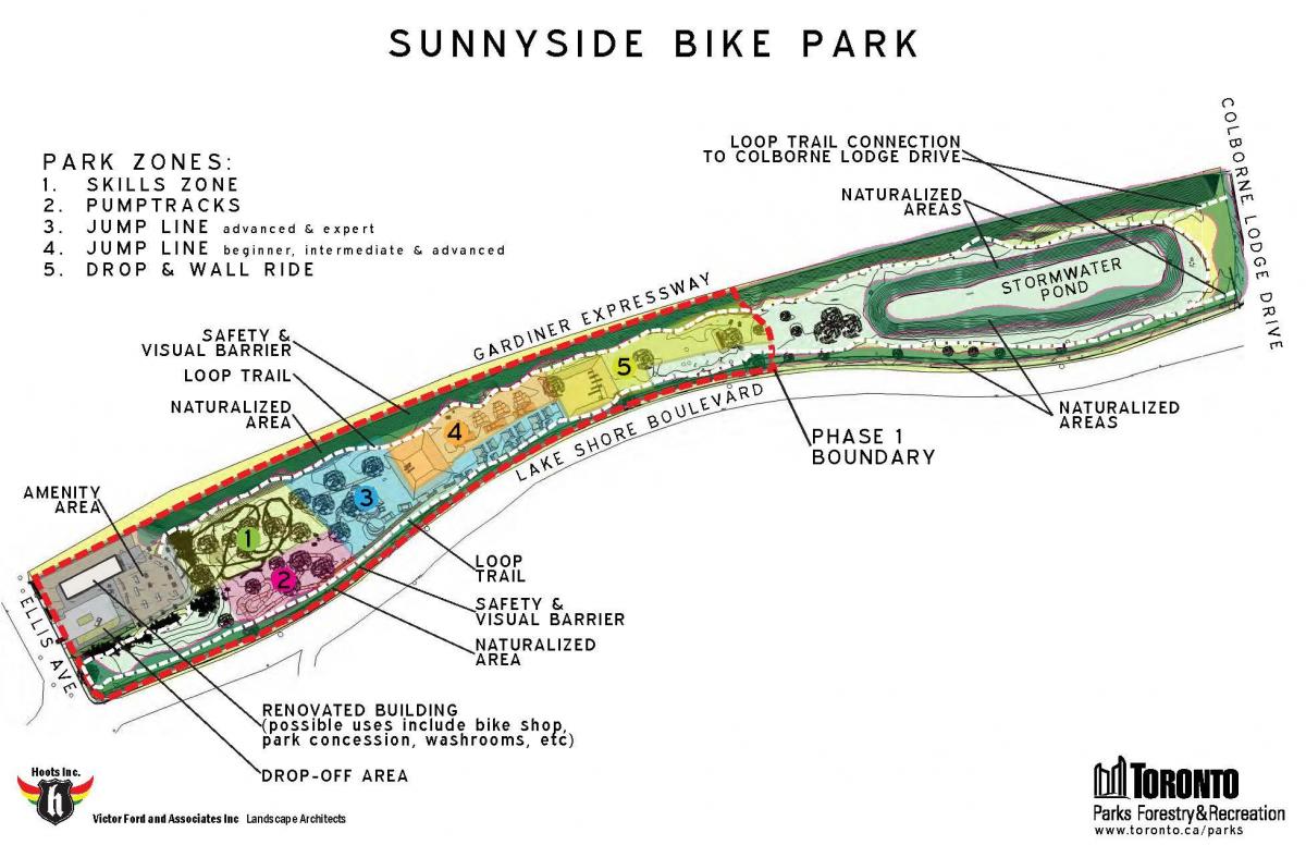 नक्शे के Sunnyside बाइक पार्किंग जोन टोरंटो