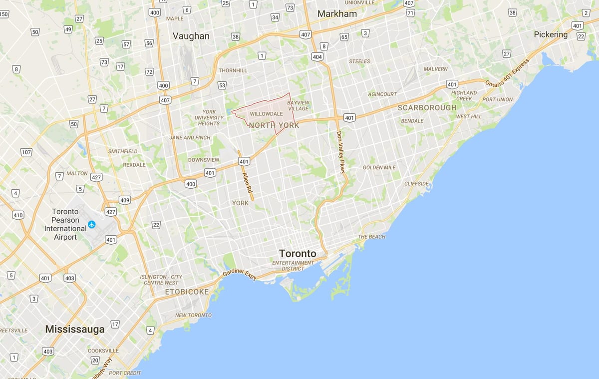 नक्शे के Willowdale जिला टोरंटो