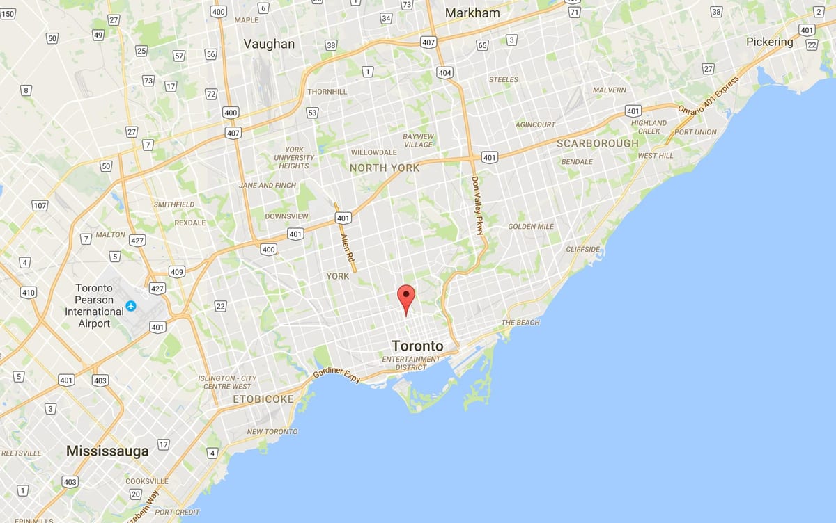 नक्शे के Yorkville जिला टोरंटो