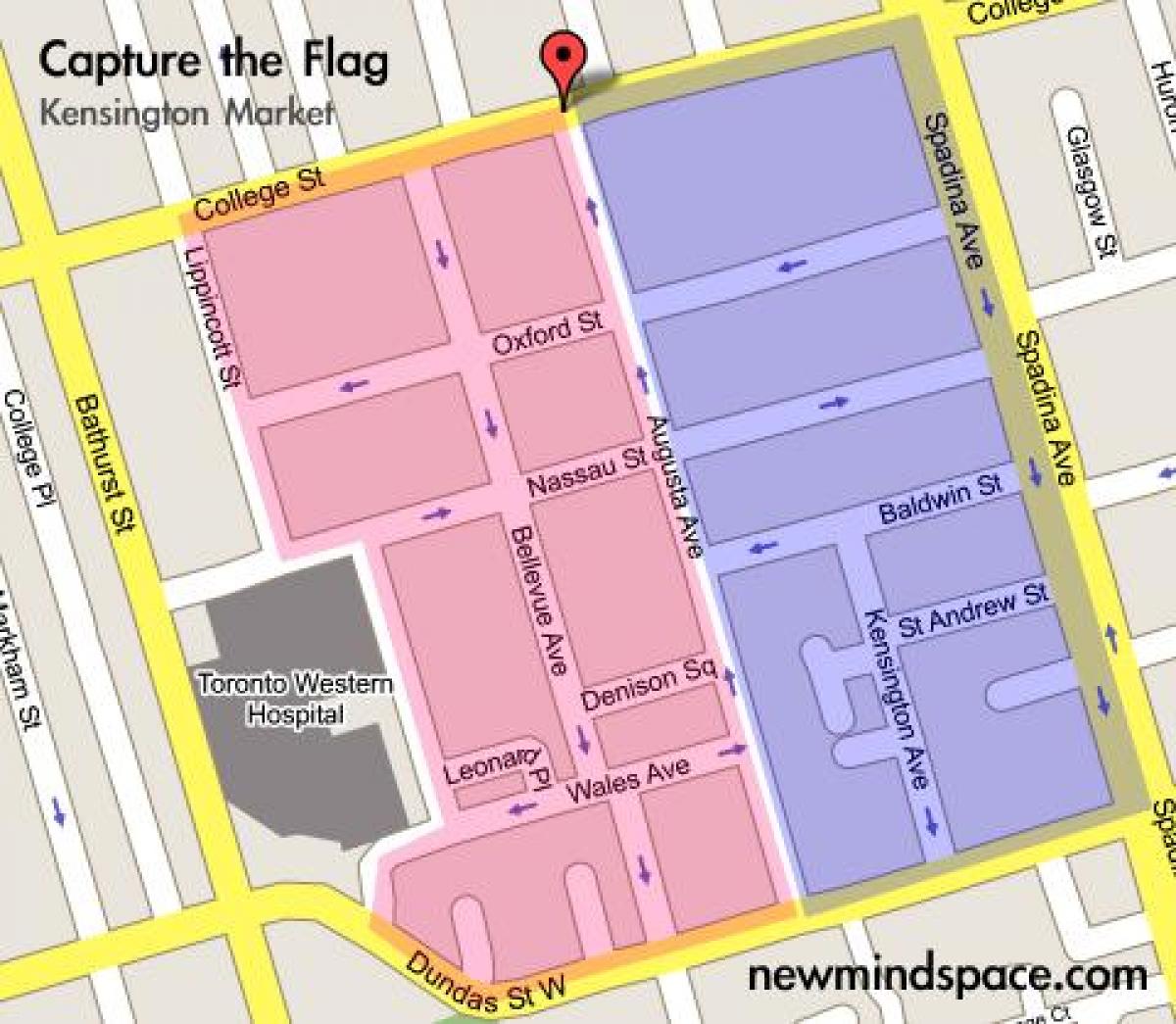 नक्शे के केंसिंग्टन बाजार टोरंटो शहर