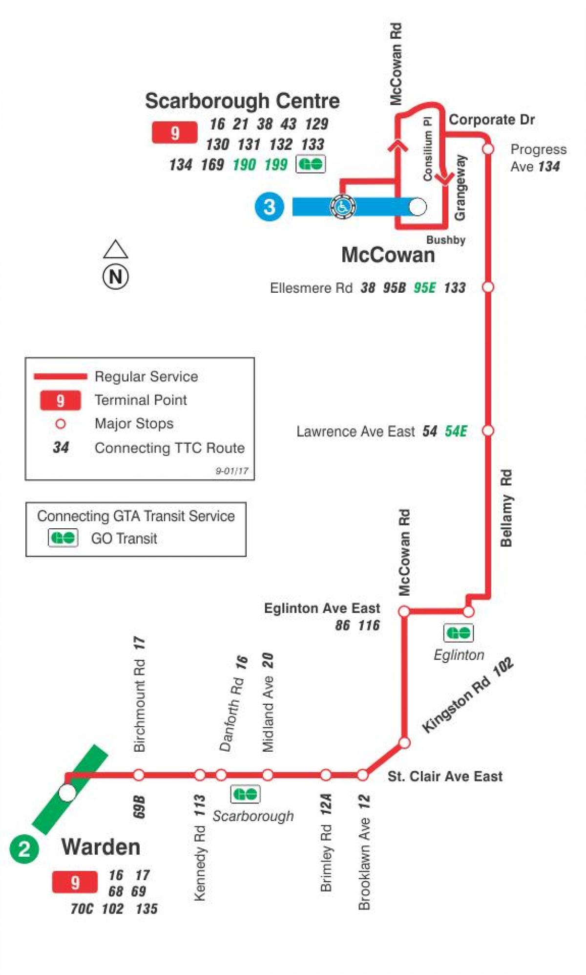 नक्शे के टीटीसी 9 बेल्लामी बस मार्ग टोरंटो