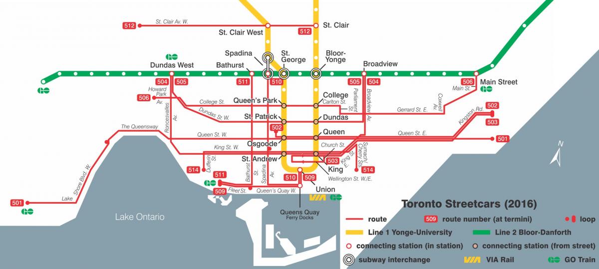 नक्शे के टोरंटो ट्राम प्रणाली