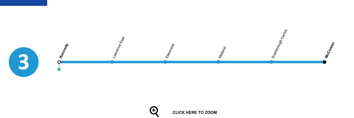 नक्शे के टोरंटो मेट्रो लाइन 3 स्कारबोरो RT