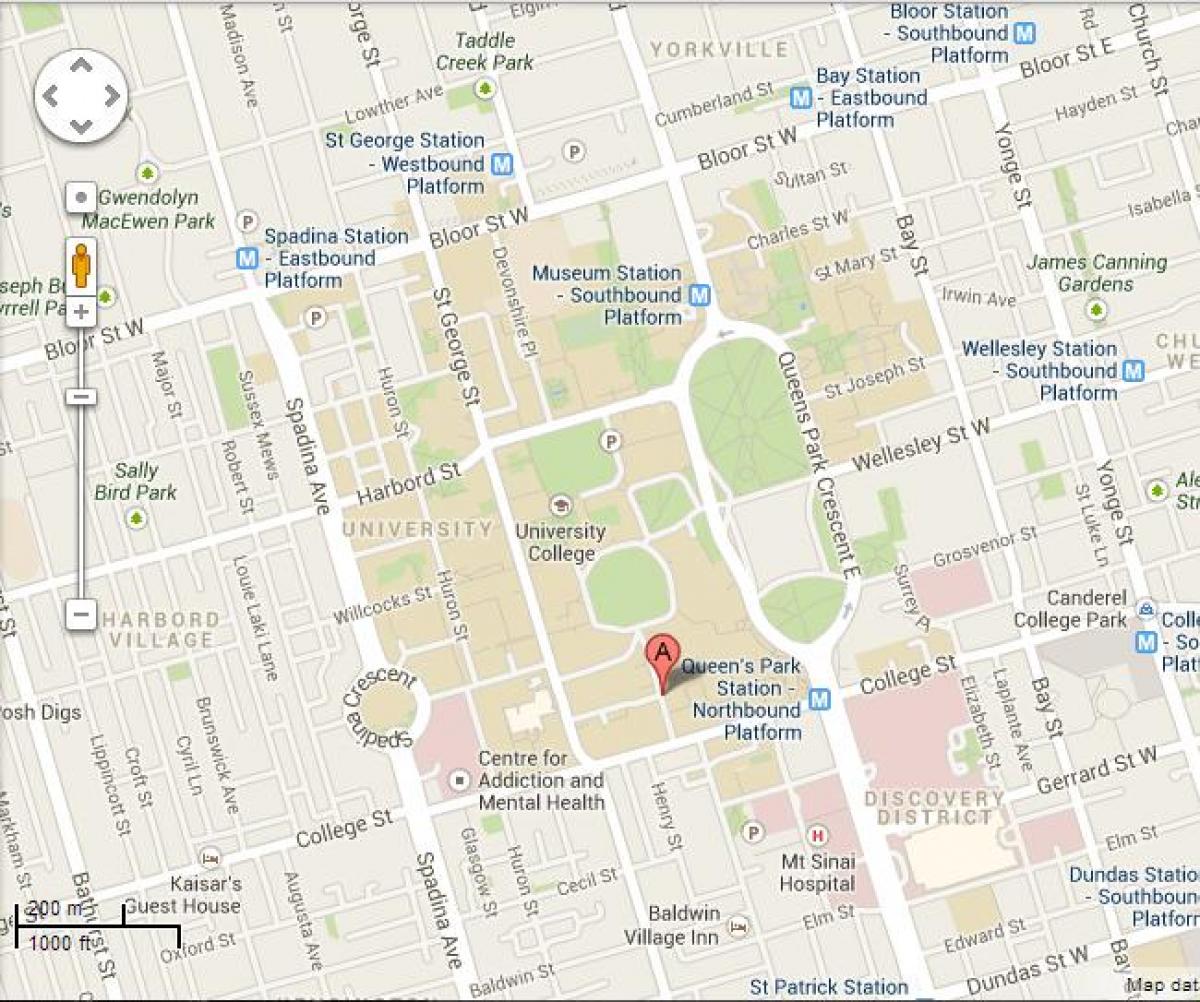 नक्शे के टोरंटो विश्वविद्यालय के सेंट जॉर्ज