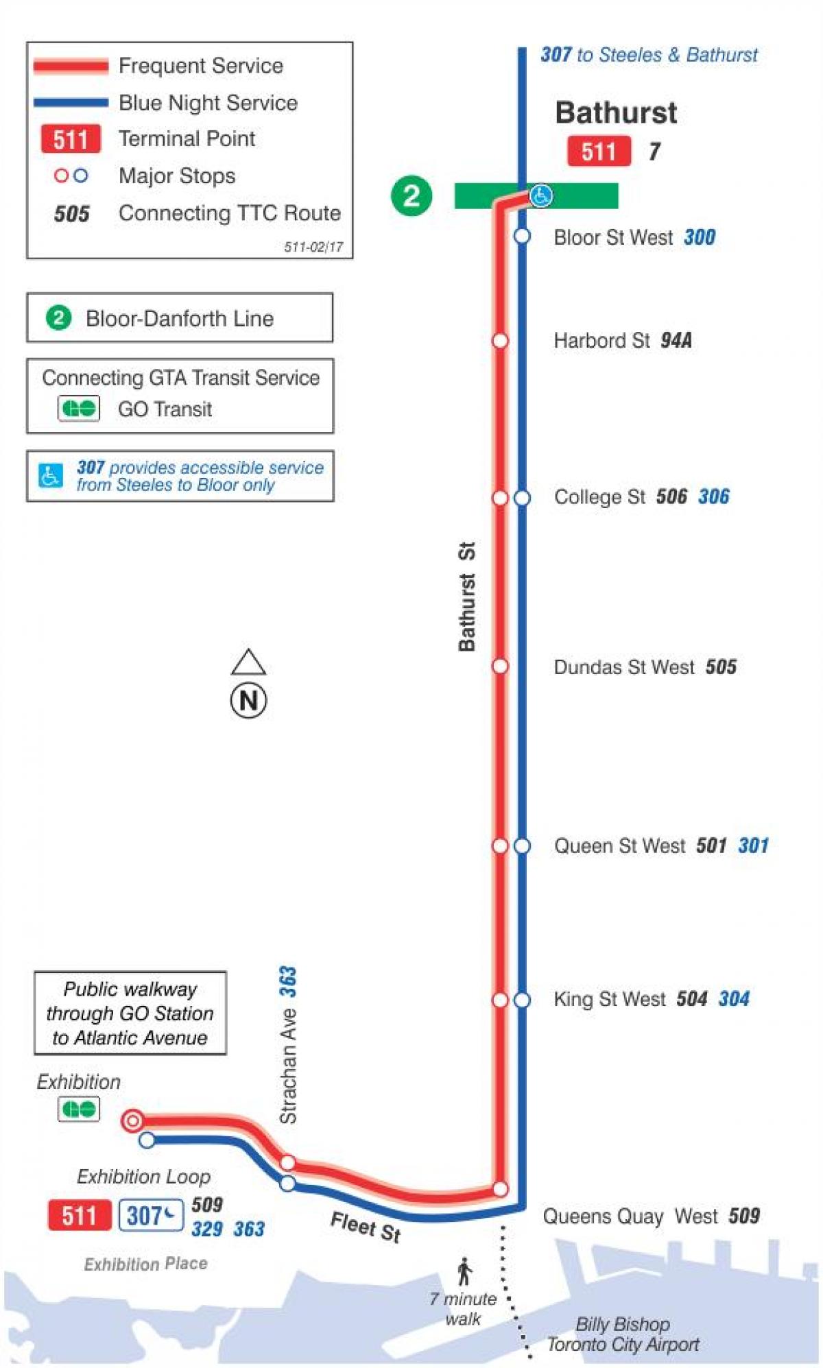 नक्शे के ट्राम लाइन 511 बाथर्स्ट