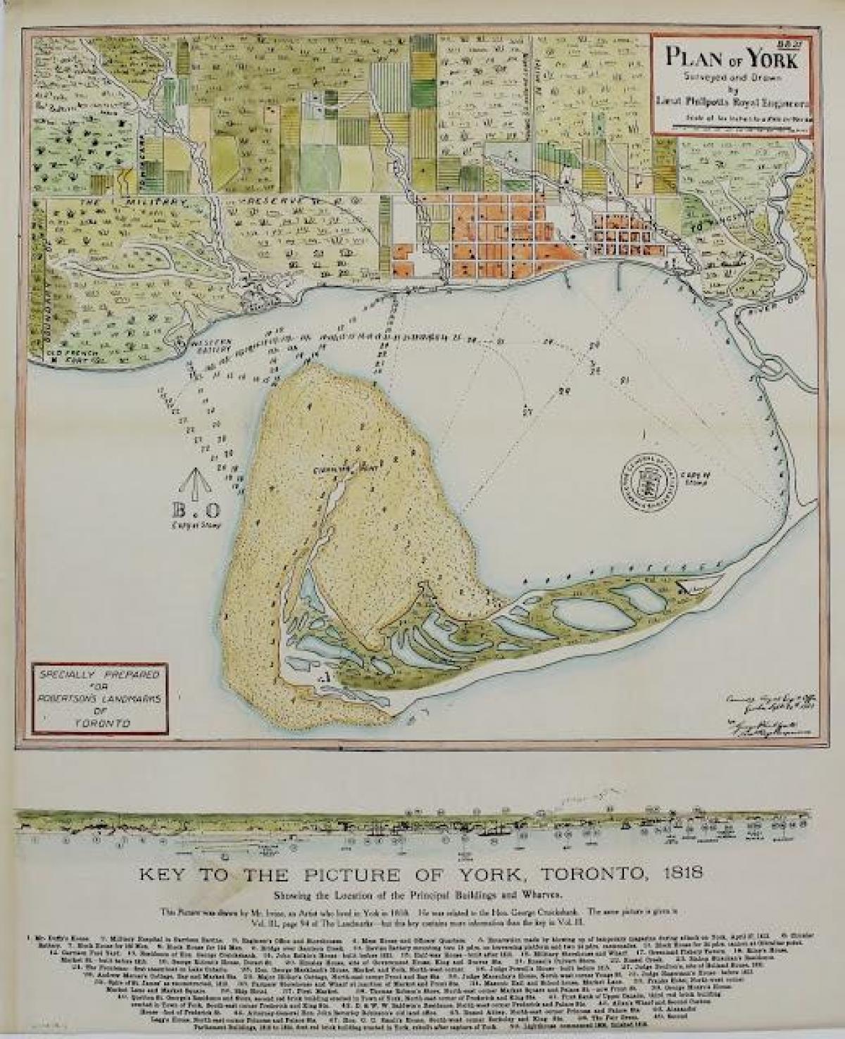 नक्शे के न्यूयॉर्क टोरंटो 1787-1884 cartoony संस्करण