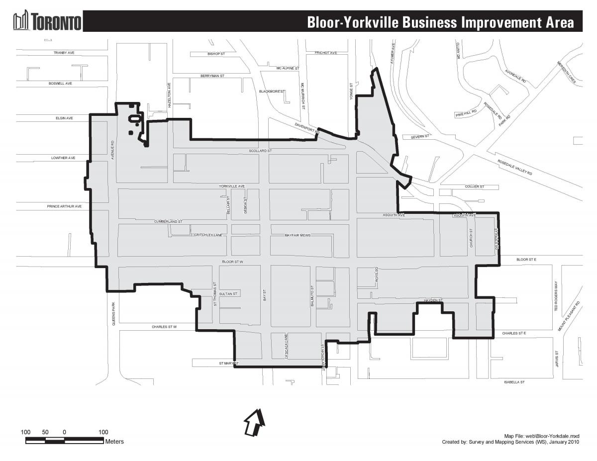 नक्शे के ब्लर Yorkville टोरंटो boudary