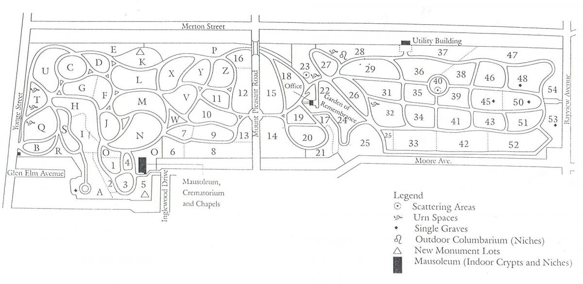 नक्शे के माउंट सुखद कब्रिस्तान