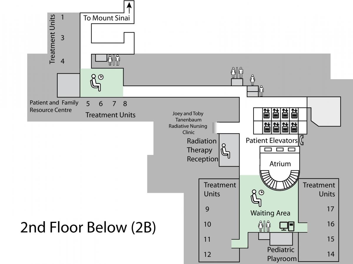 नक्शे की राजकुमारी मार्गरेट कैंसर केंद्र टोरंटो 2 मंजिल से नीचे (बी 2)