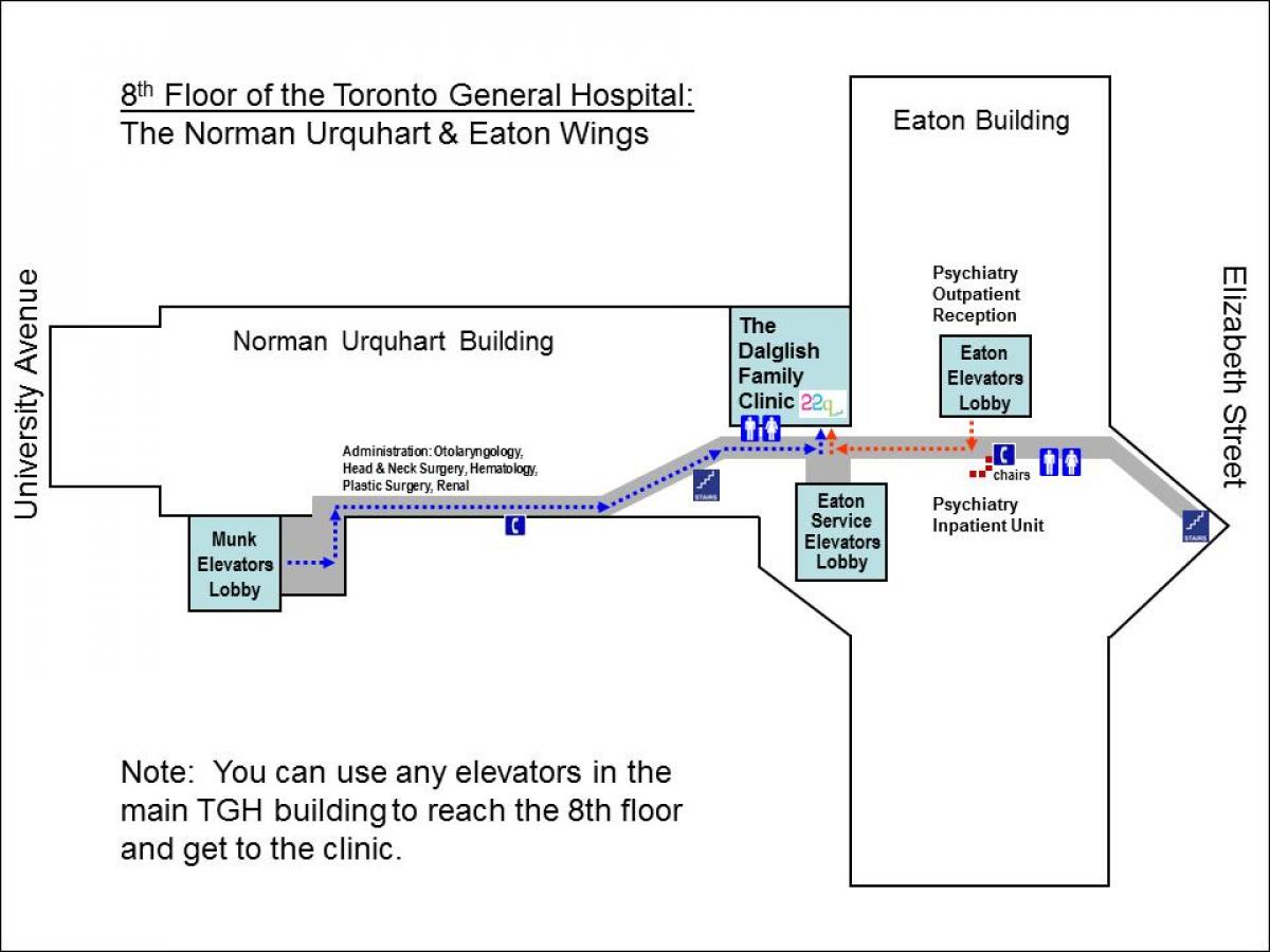 नक्शे के सामान्य अस्पताल में 8 वीं मंजिल टोरंटो