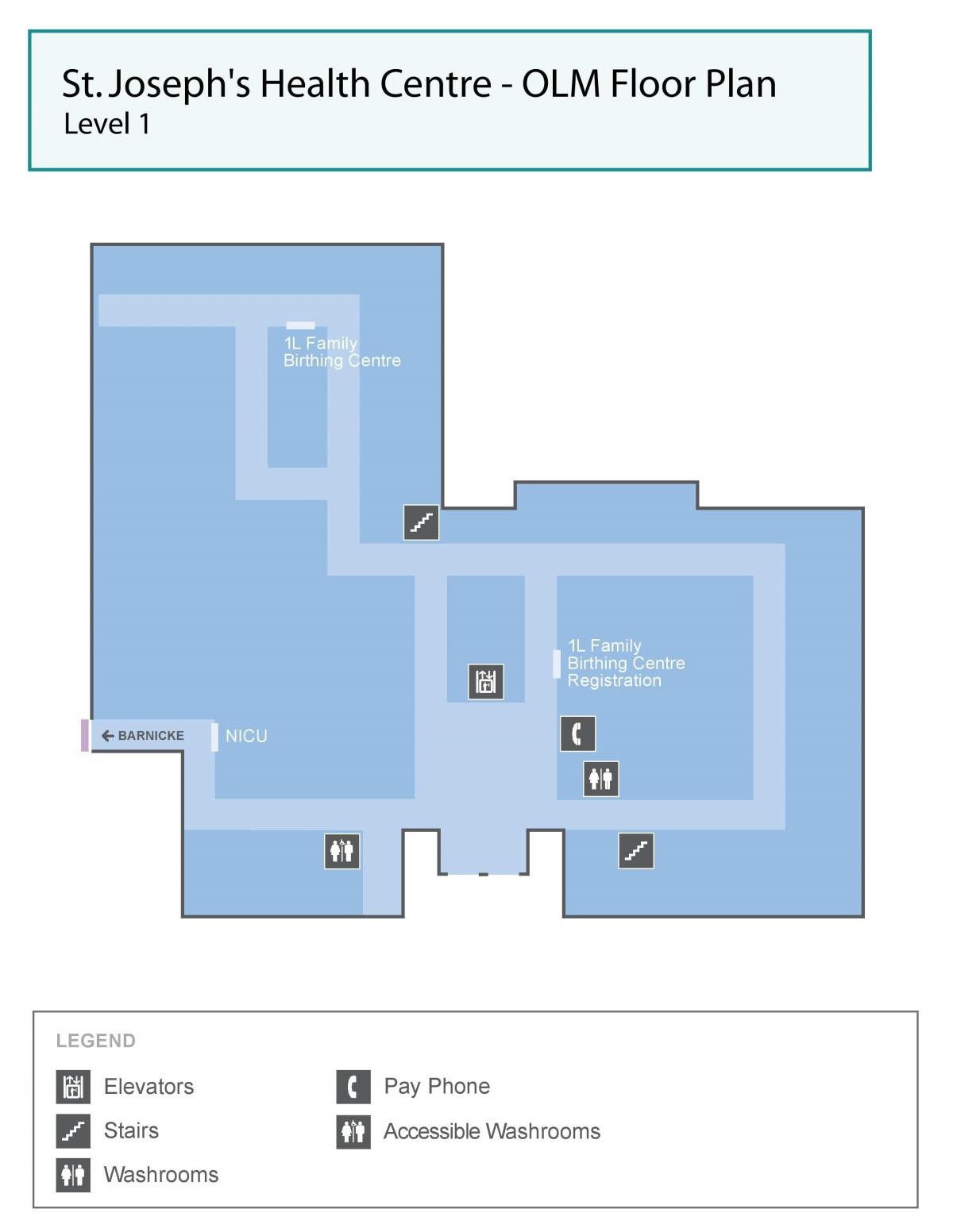 नक्शे के सेंट जोसेफ स्वास्थ्य केंद्र टोरंटो OLM स्तर 1