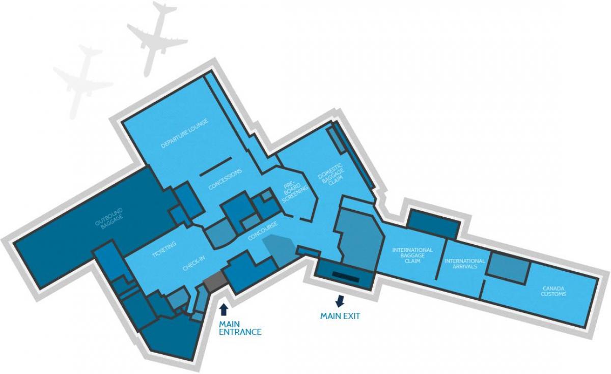 नक्शा हैमिल्टन के हवाई अड्डे के टर्मिनल
