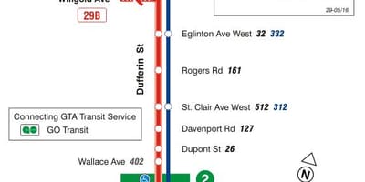 नक्शे के टीटीसी 29 Dufferin बस मार्ग टोरंटो