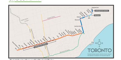 नक्शे के टोरंटो मेट्रो लाइन 5 Eglinton