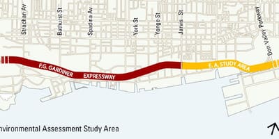 नक्शे के टोरंटो gardiner एक्सप्रेस
