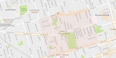 नक्शे के ट्रिनिटी–Bellwoods पड़ोस टोरंटो