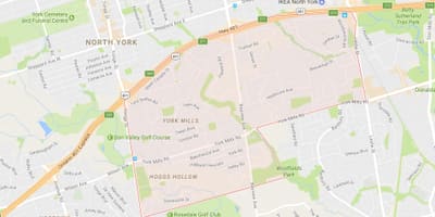 नक्शे के York Mills पड़ोस टोरंटो