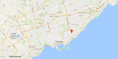 मानचित्र के पूर्व Danforth जिला टोरंटो