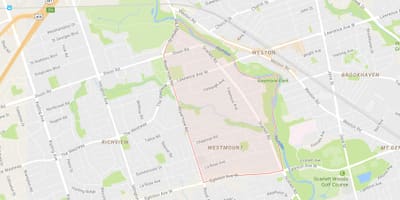 नक्शे के हंबर हाइट्स – Westmount पड़ोस टोरंटो