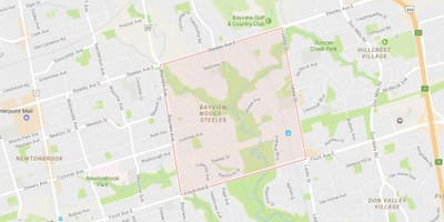 नक्शे के Bayview जंगल – Steeles पड़ोस टोरंटो