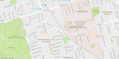 नक्शे के Brockton Village पड़ोस टोरंटो