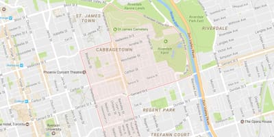 नक्शे के Cabbagetown पड़ोस टोरंटो