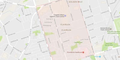 नक्शे के Clairlea पड़ोस टोरंटो
