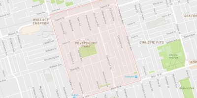 नक्शे के Dovercourt पार्क का पड़ोस टोरंटो