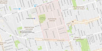 नक्शे के Dufferin ग्रोव पड़ोस टोरंटो