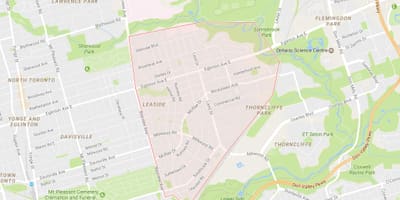 नक्शे के Leaside पड़ोस टोरंटो