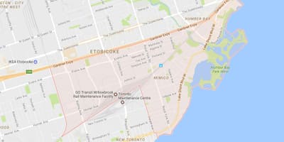 नक्शे के Mimico पड़ोस टोरंटो