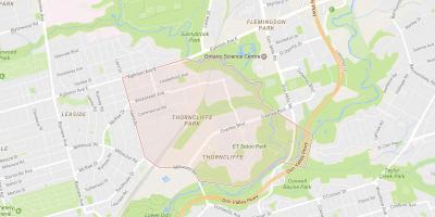 नक्शे के Thorncliffe पार्क का पड़ोस टोरंटो