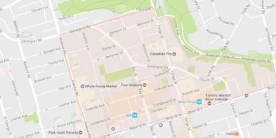 नक्शे के Yorkville टोरंटो पड़ोस