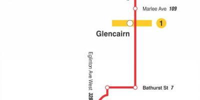 नक्शे के टीटीसी 14 Glencairn बस मार्ग टोरंटो